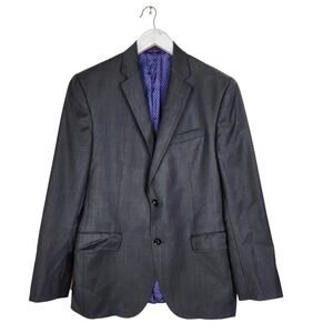 TED BAKER Endurance Blazer Mens 40 Small Gray Wool Made Canada Sport Coat Jacket